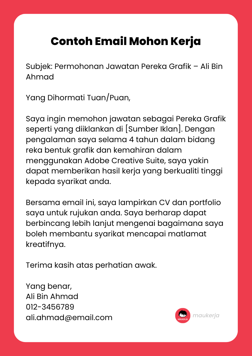 Contoh Email Mohon Kerja